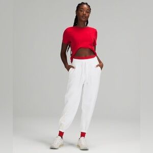 Lululemon White Team Canada Relaxed High-Rise Fleece Jogger, size 10